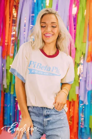 Pi Beta Phi Philanthropy Read Lead Achieve Colorblock Ringer Tee