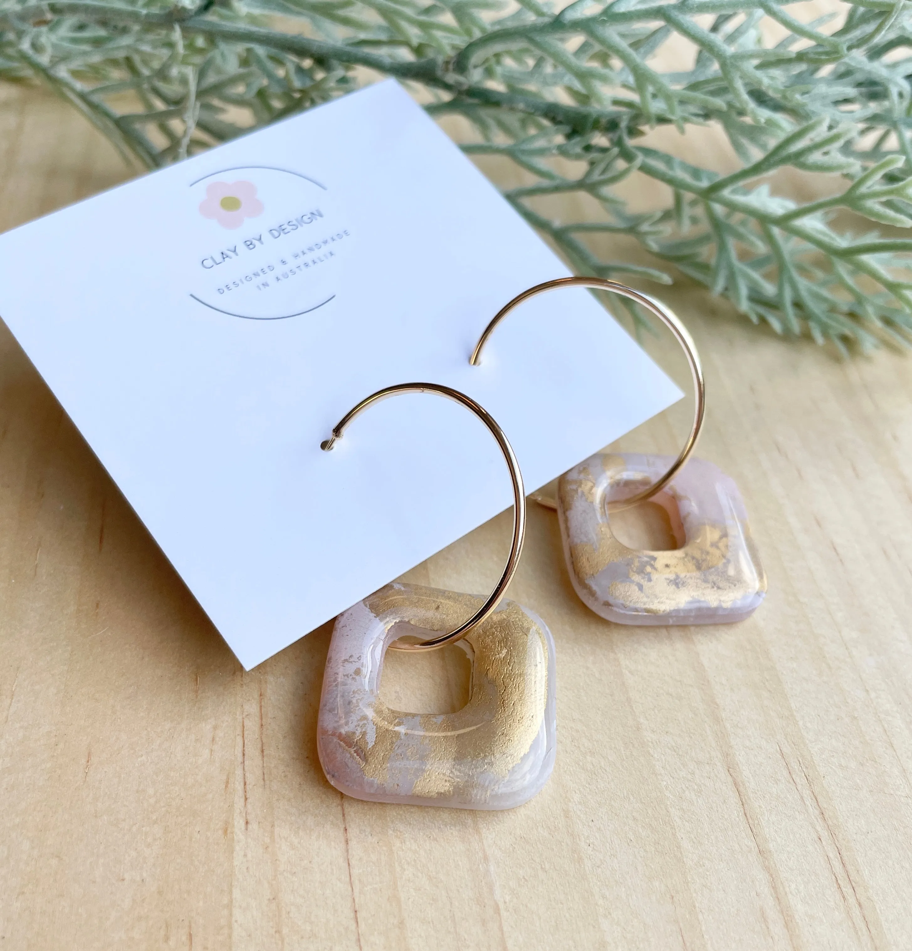 Pink and gold hoop earrings