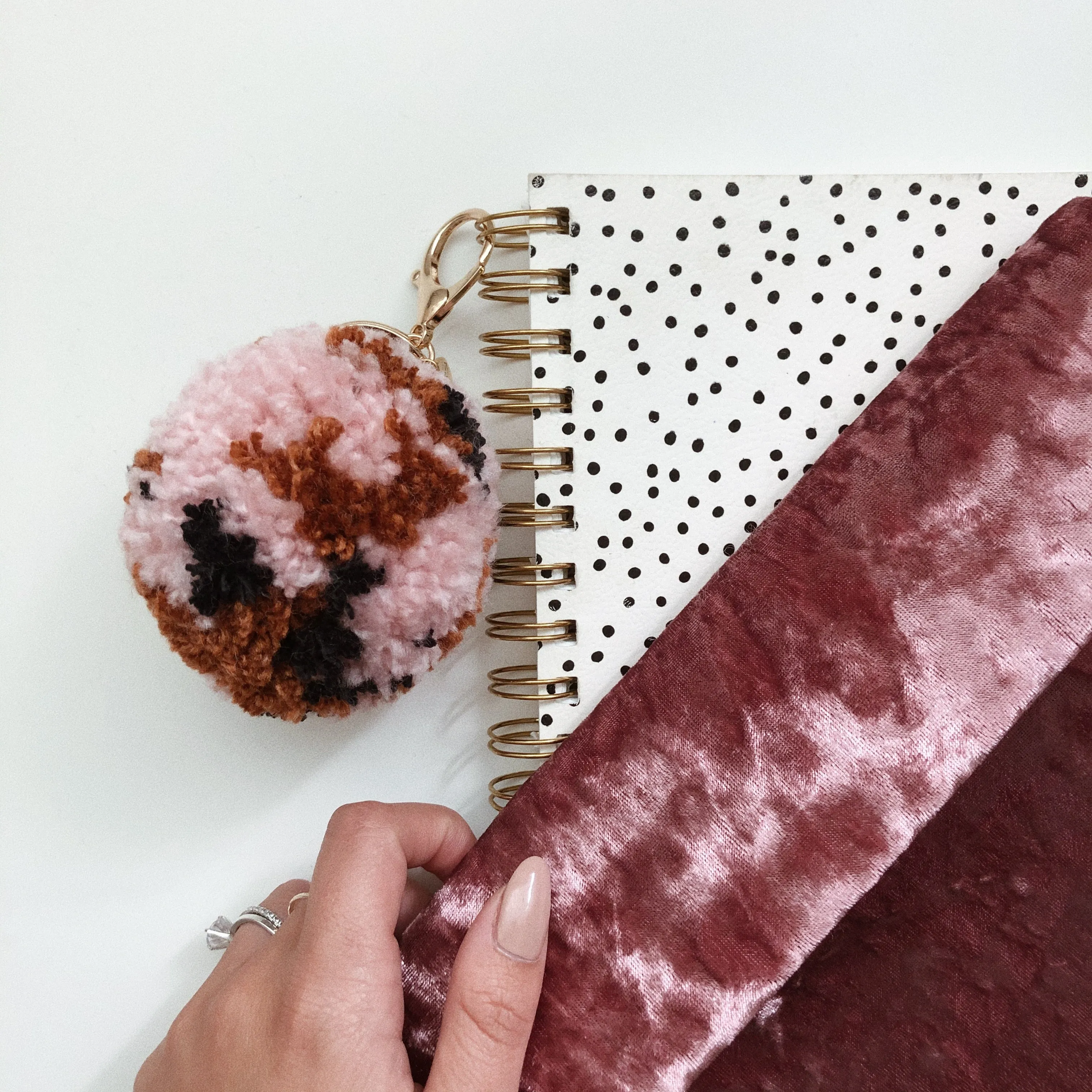 Pink Mocha - Pom Pom Keychain Charm