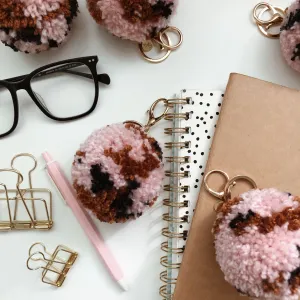Pink Mocha - Pom Pom Keychain Charm