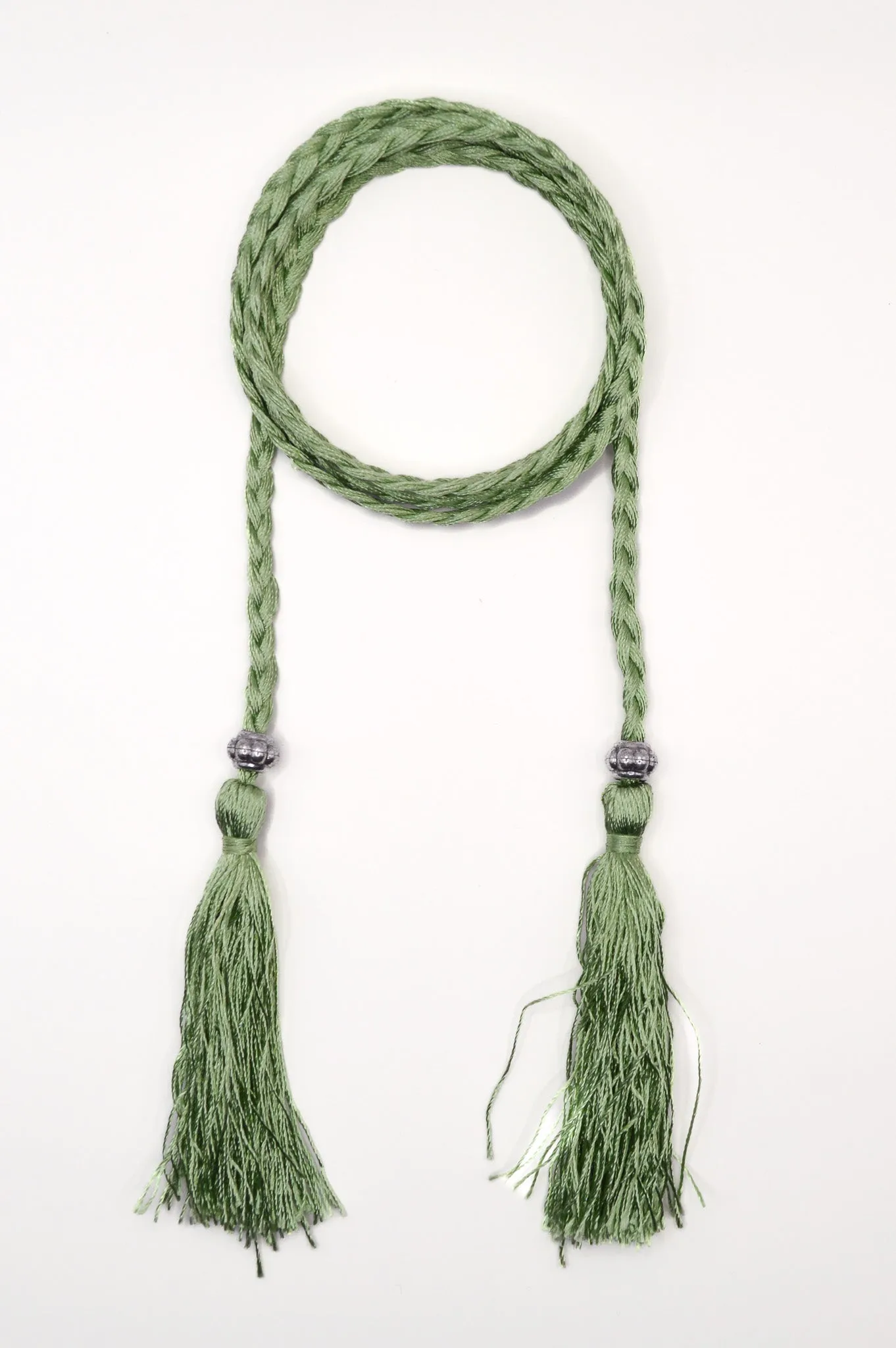 Plaited Tassel Belt - Mint Green