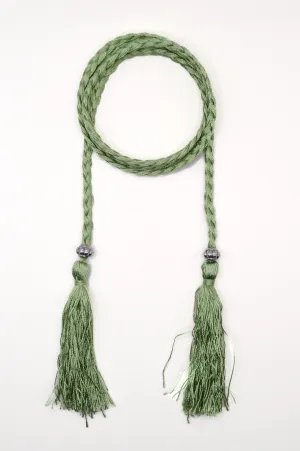 Plaited Tassel Belt - Mint Green