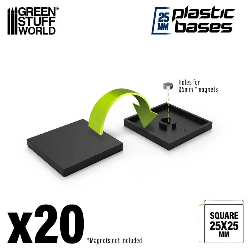 Plastic Bases - Square 25x25mm x20
