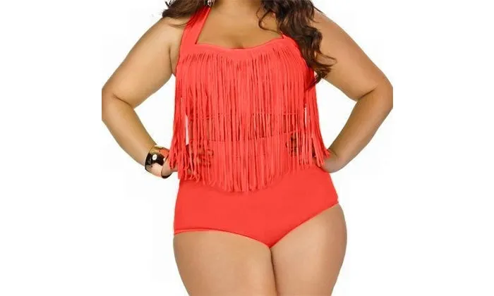 Plus Size Fashion Fringe Bikini Set