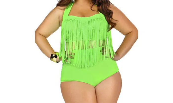 Plus Size Fashion Fringe Bikini Set