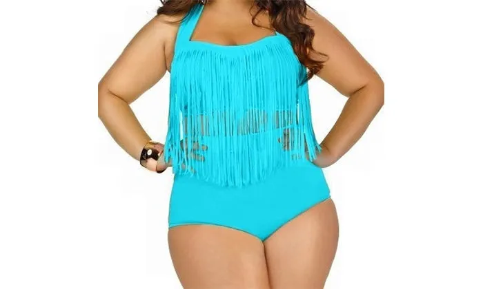 Plus Size Fashion Fringe Bikini Set