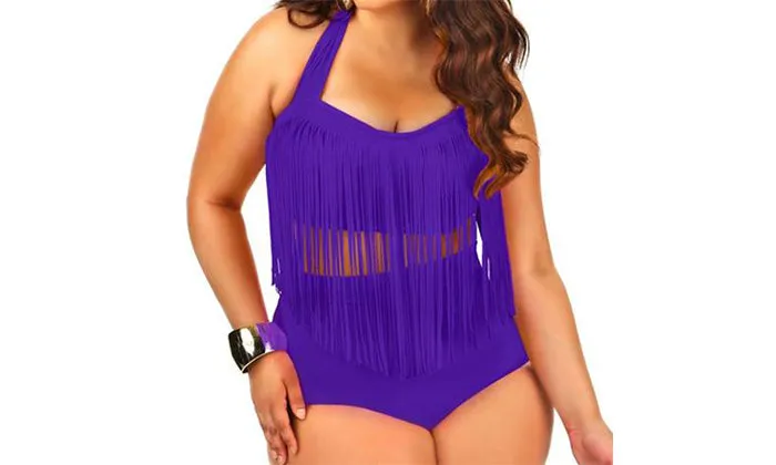 Plus Size Fashion Fringe Bikini Set