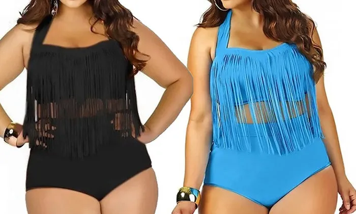Plus Size Fashion Fringe Bikini Set