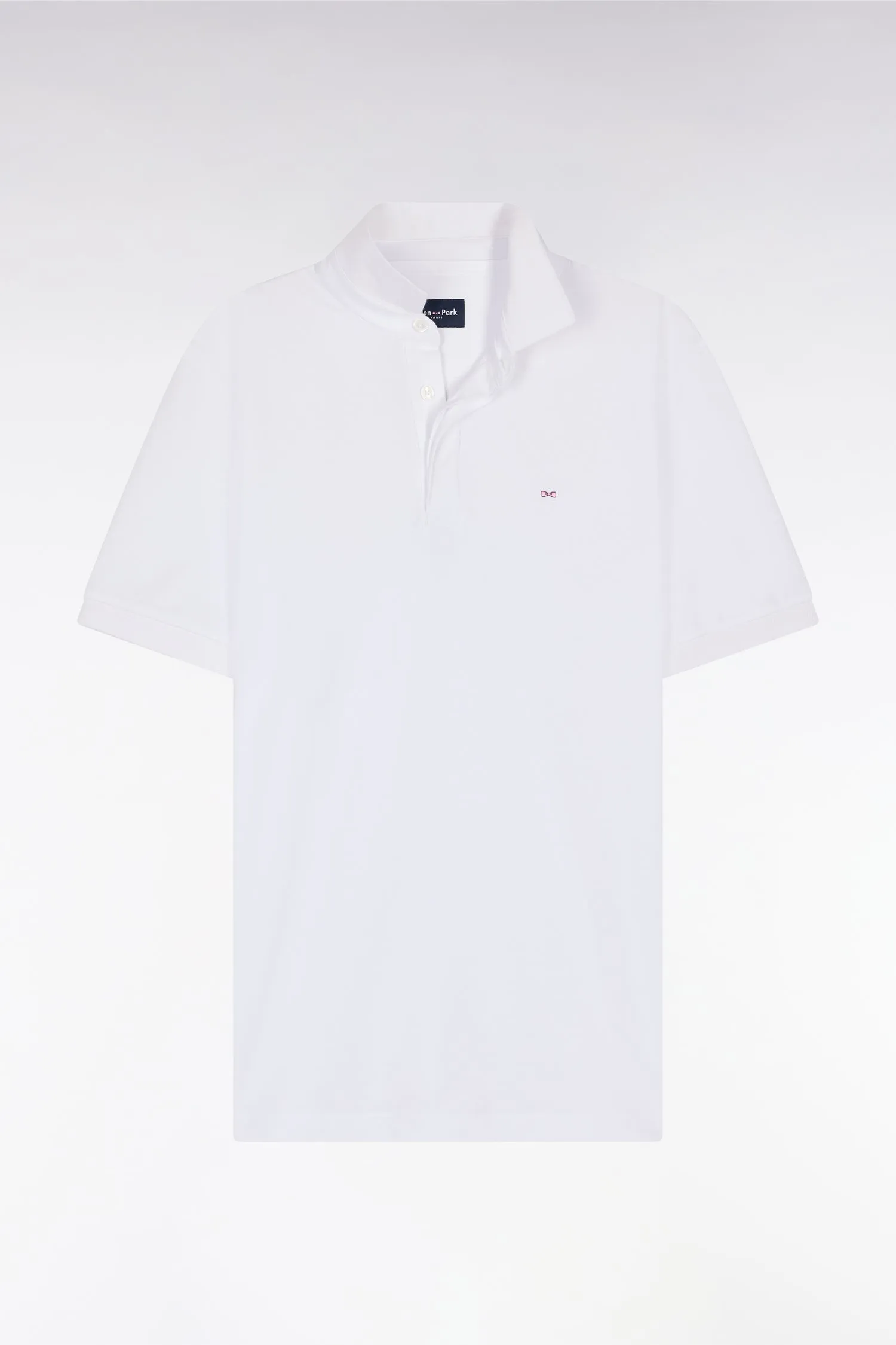 Polo à manches courtes en piqué coton stretch blanc coupe ajustée