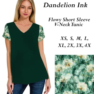 Preorder 3/11 Dandelion Ink Patterned Sleeve Flowy Tunic