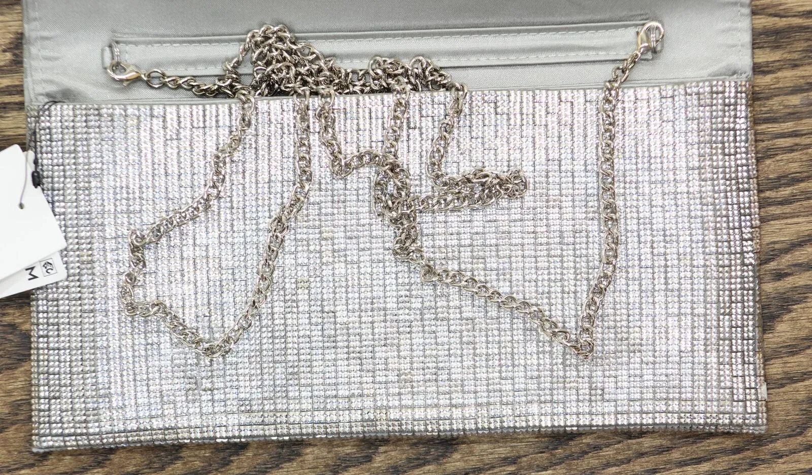 Private Label Mini Crystal Flap Clutch Silver Gray One Size