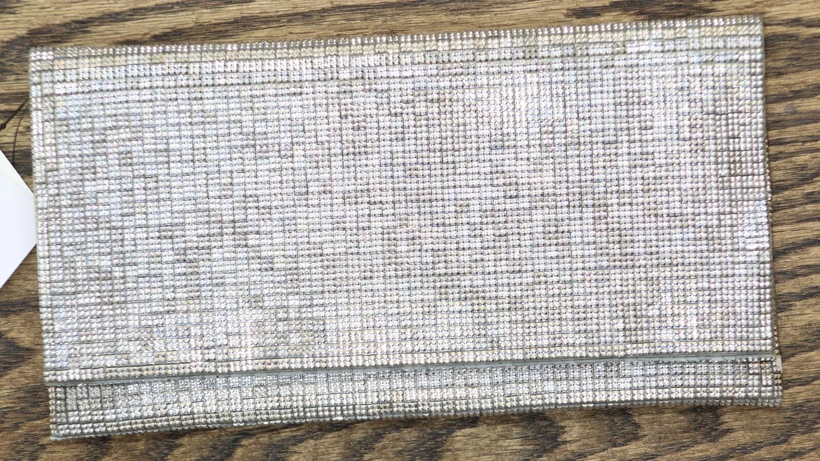 Private Label Mini Crystal Flap Clutch Silver Gray One Size