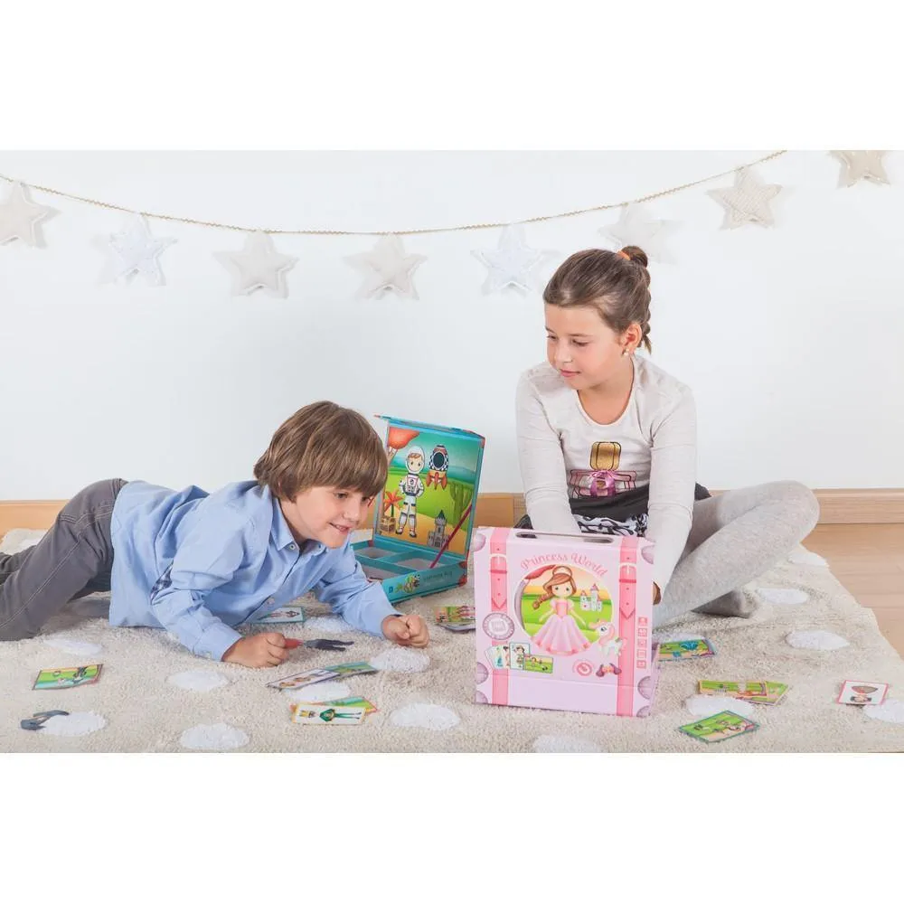 Puzzle educativ magnetic - Valiză cu eroii lumii, 40 piese