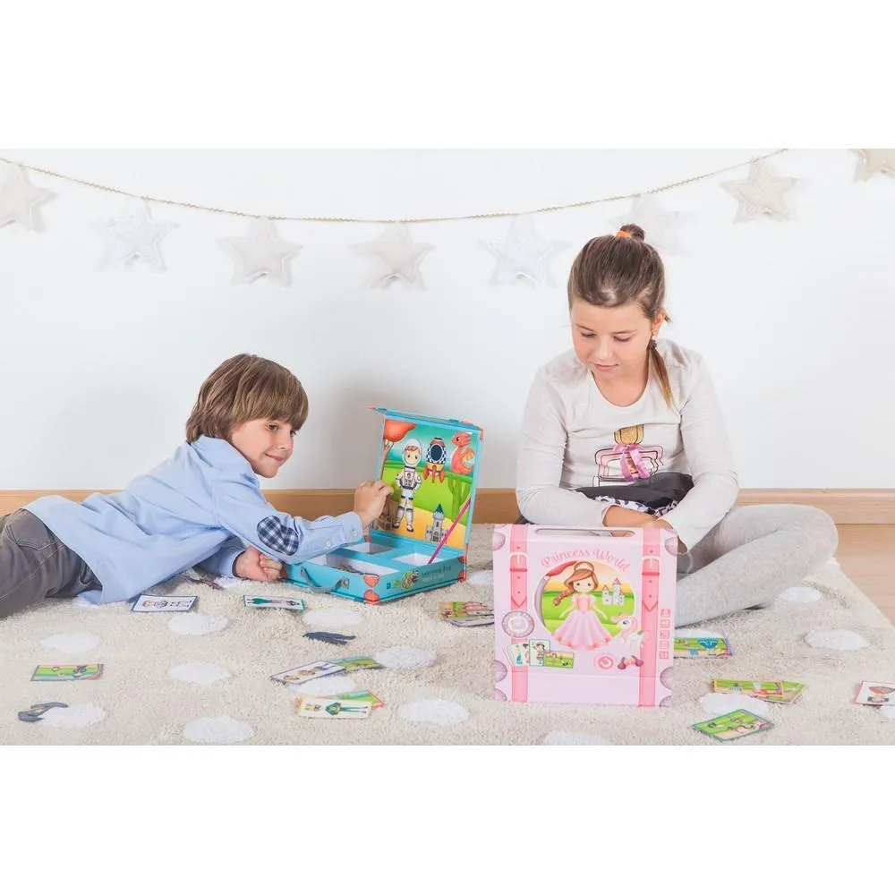 Puzzle educativ magnetic - Valiză cu eroii lumii, 40 piese