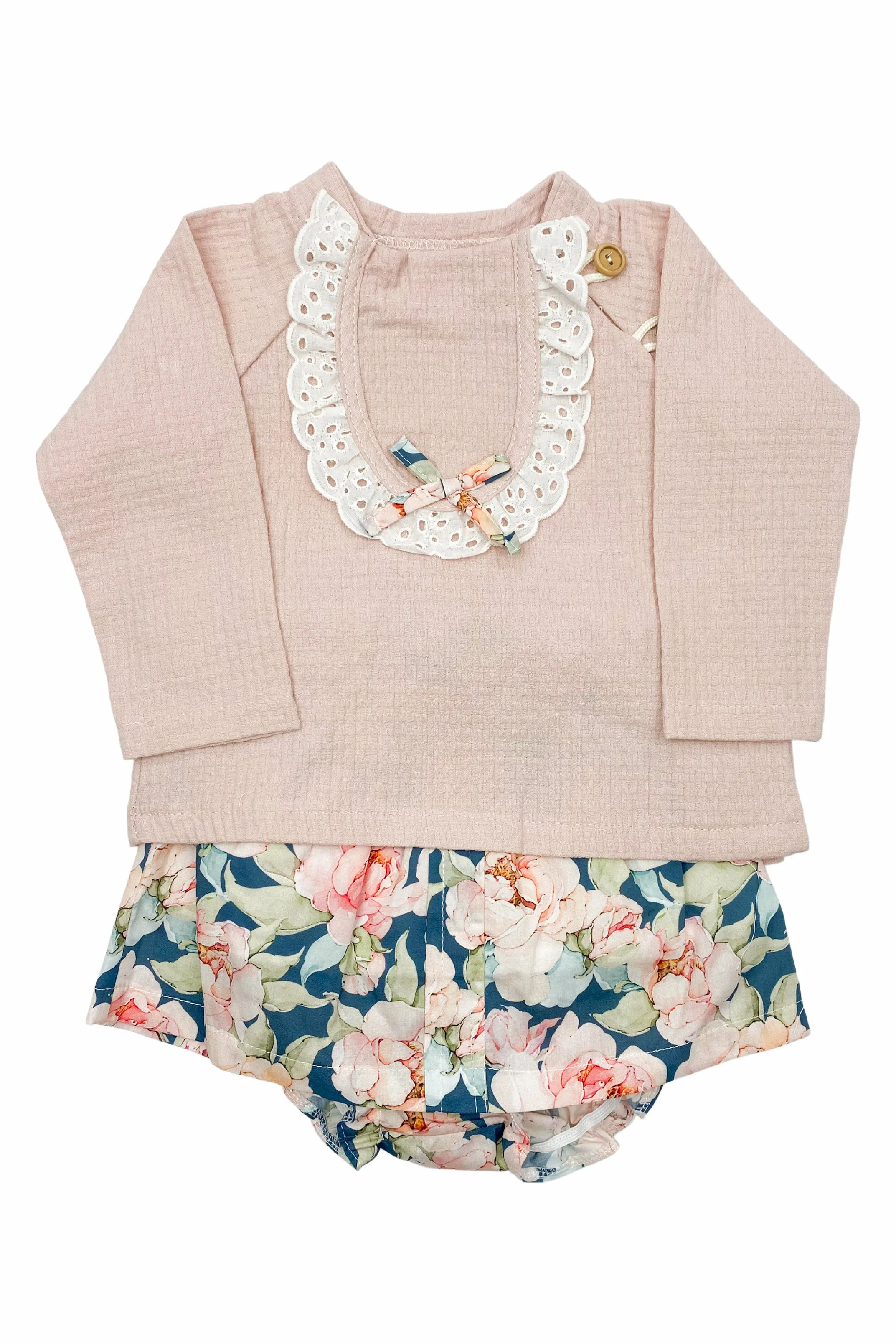 "Cecilia" Pale Rose Top & Floral Skirt