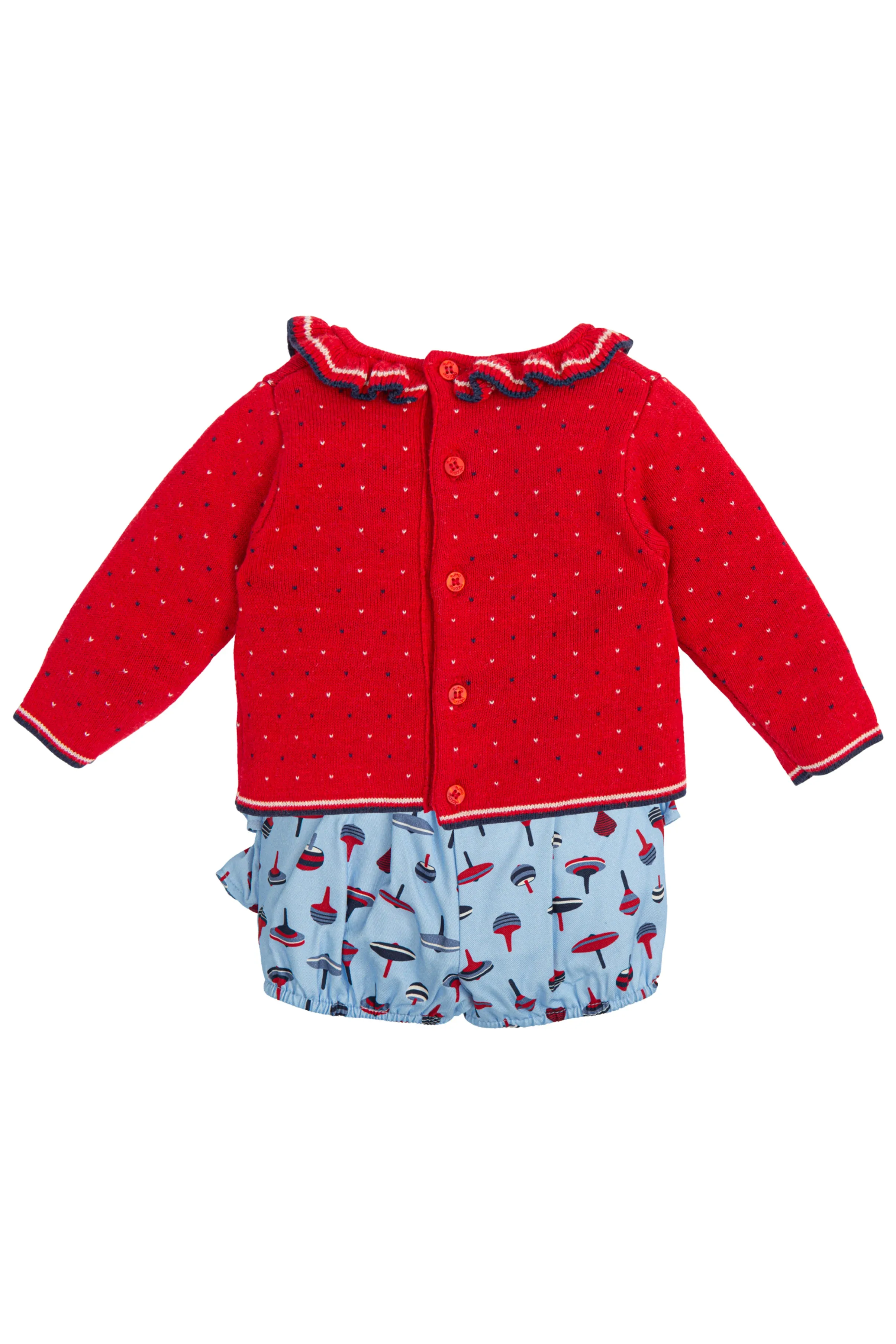 "Myla" Red Knit Jumper & Ruffle Bloomers