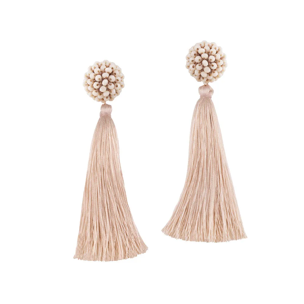 "Time to Bloom" Handcrafted Crochet Faceted Beaded Crystal Tassel Earrings