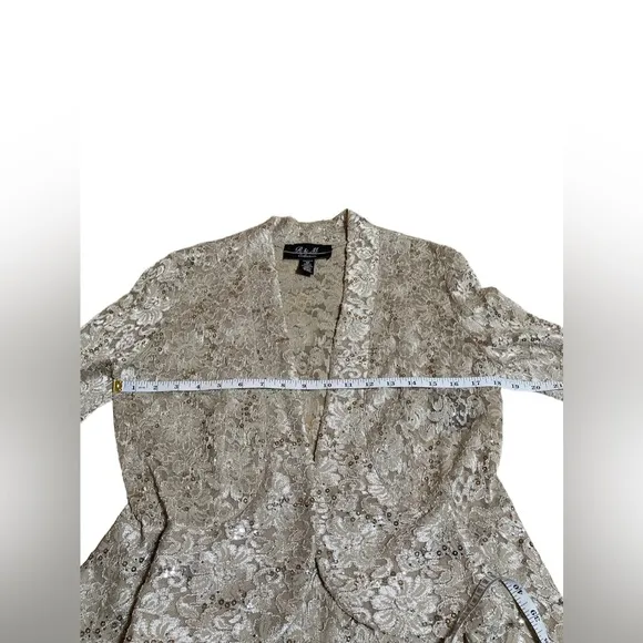 R &amp; M Mother Of The Bride Groom cream colored dress with removable lace jacket.