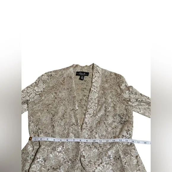 R &amp; M Mother Of The Bride Groom cream colored dress with removable lace jacket.