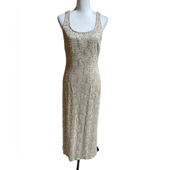 R &amp; M Mother Of The Bride Groom cream colored dress with removable lace jacket.