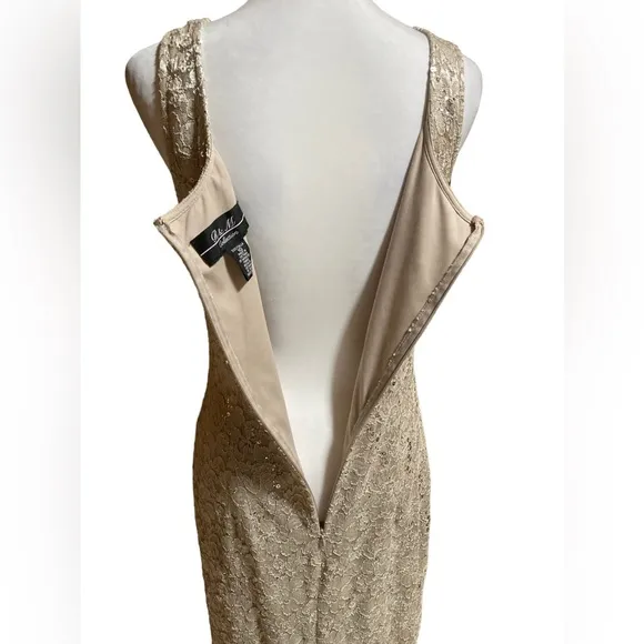 R &amp; M Mother Of The Bride Groom cream colored dress with removable lace jacket.