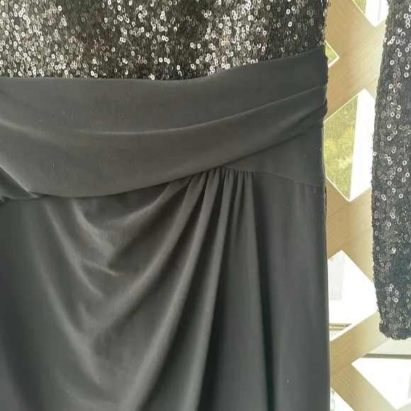 ‘Ralph Lauren Evening’ Sequined Top Ruched Waist Dress