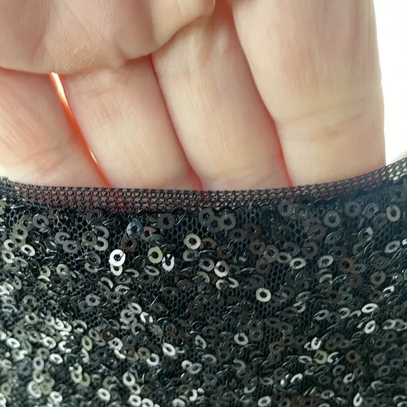 ‘Ralph Lauren Evening’ Sequined Top Ruched Waist Dress
