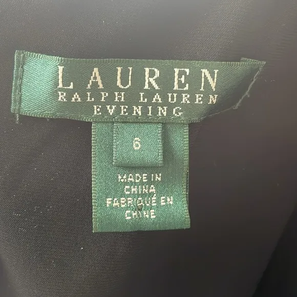 ‘Ralph Lauren Evening’ Sequined Top Ruched Waist Dress