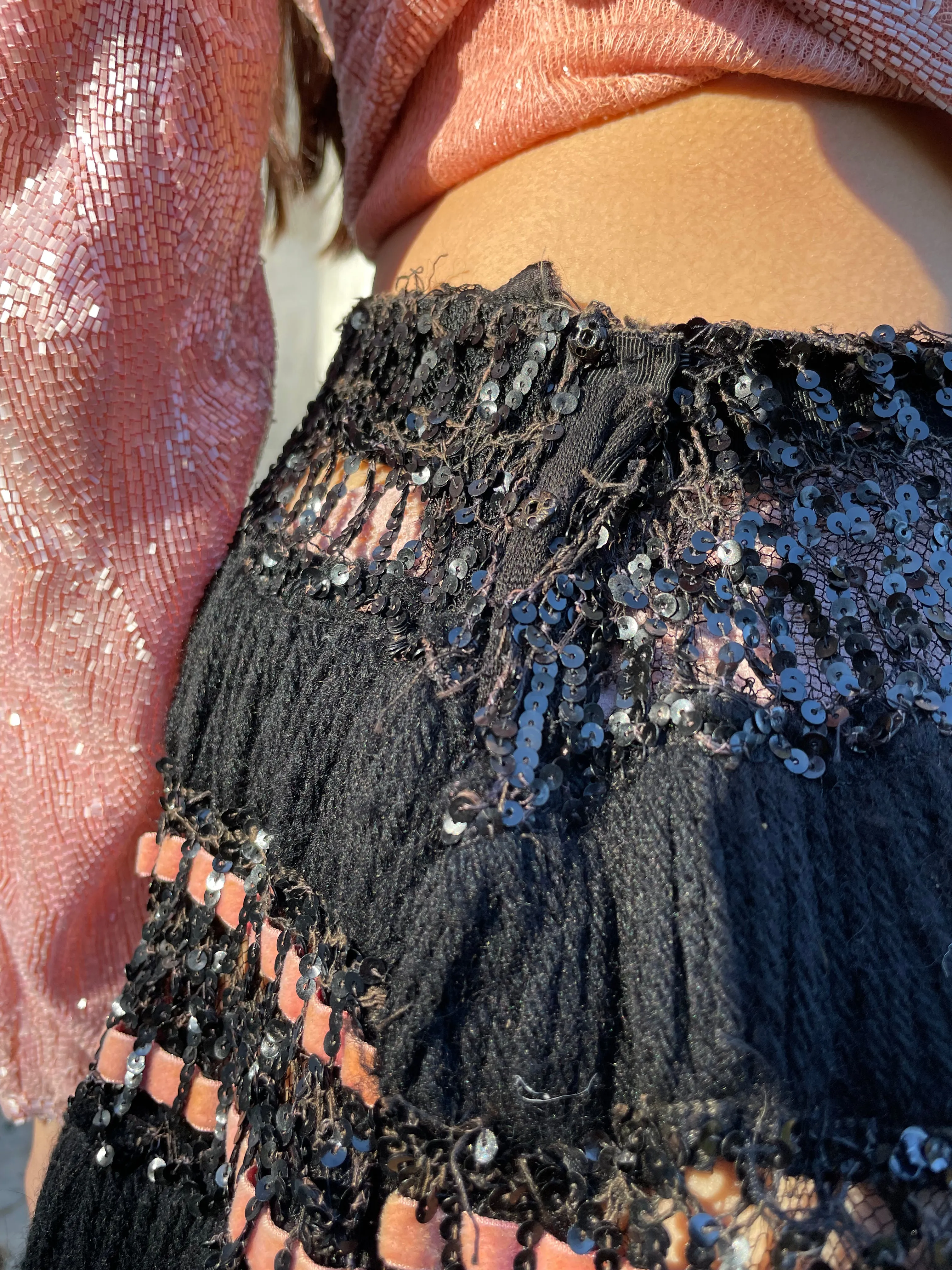 Rare Custom Made 1940s Sequined Rowed Yarn Skirt