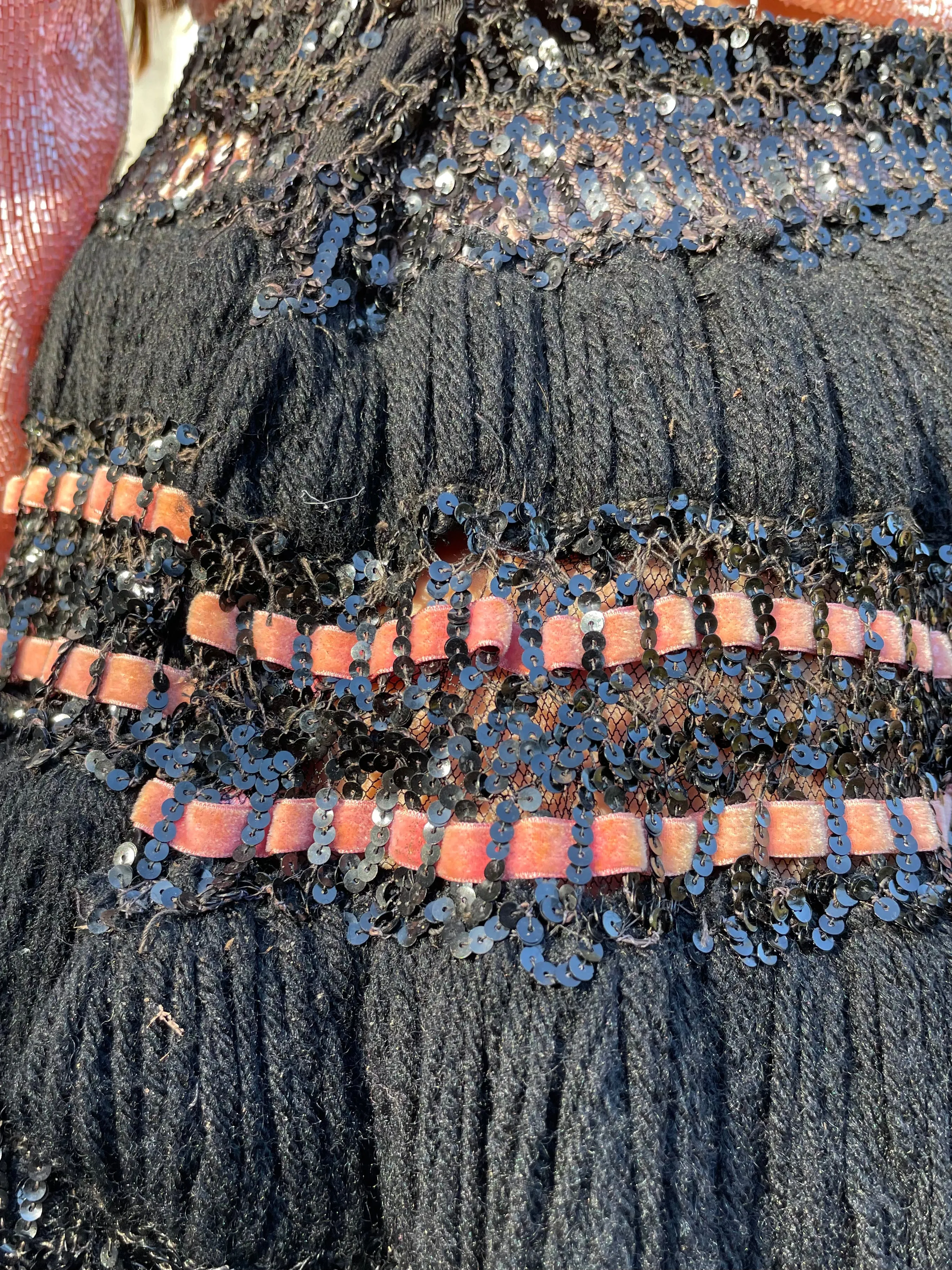 Rare Custom Made 1940s Sequined Rowed Yarn Skirt