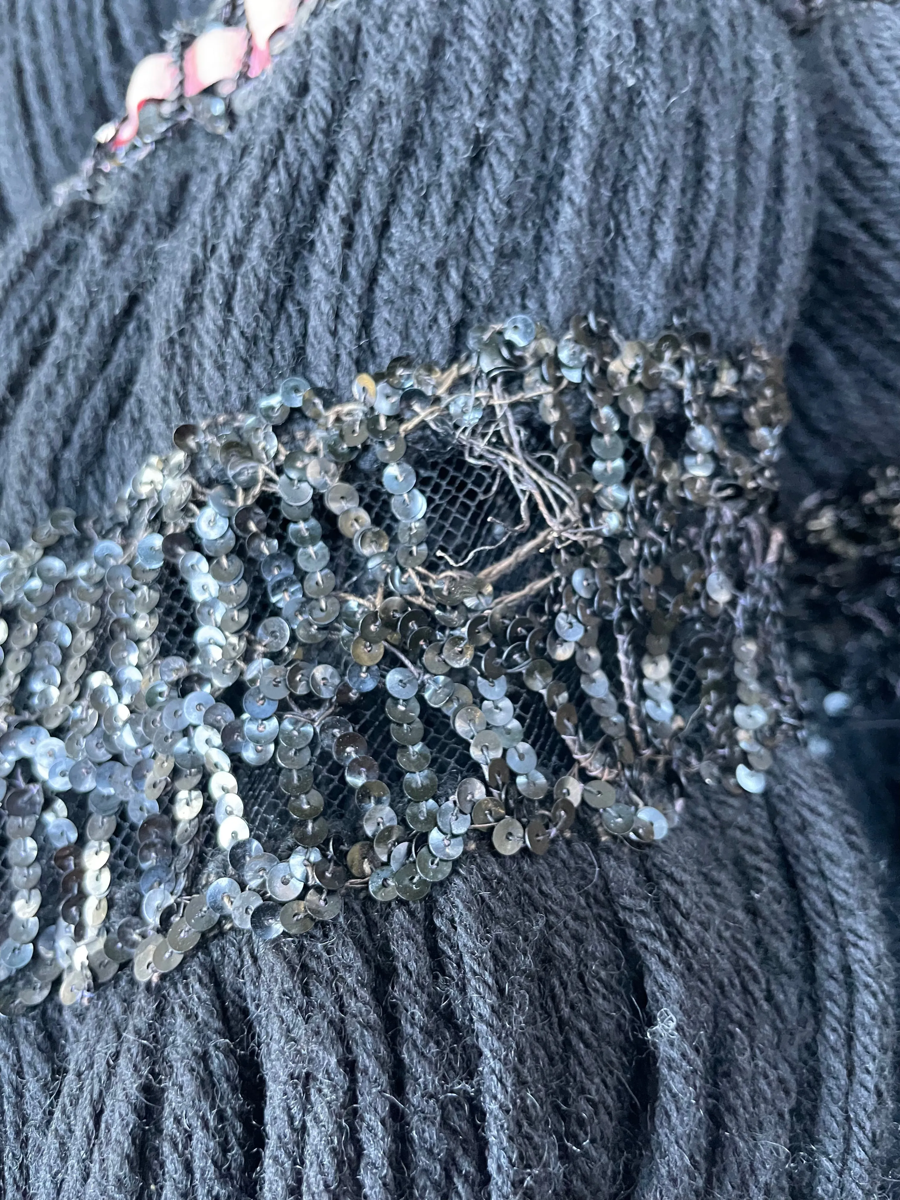 Rare Custom Made 1940s Sequined Rowed Yarn Skirt