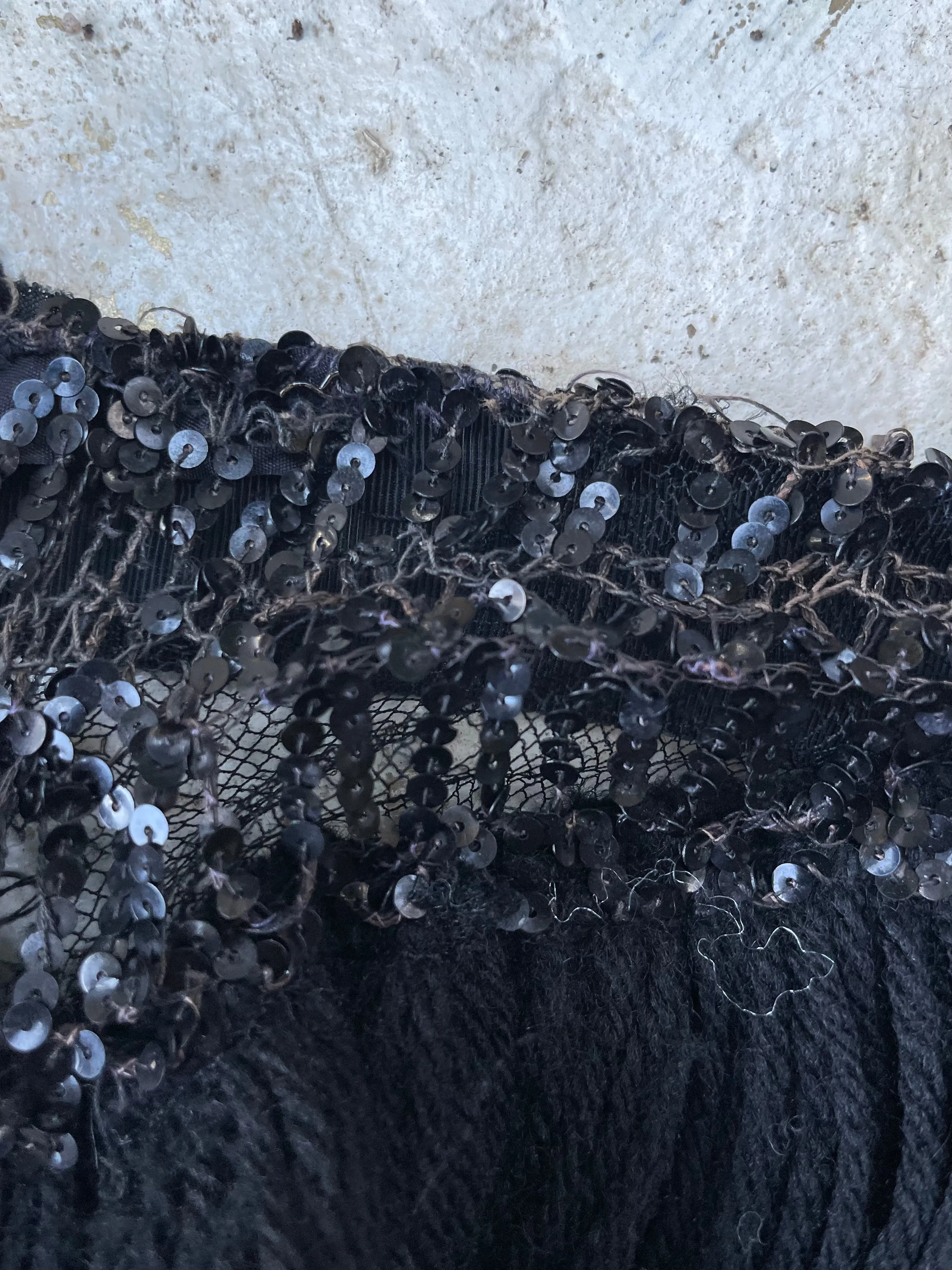 Rare Custom Made 1940s Sequined Rowed Yarn Skirt