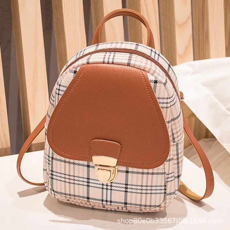 realaiot Classic Colorblock Mini Backpack, Cute Faux Leather Backpack, Women's Daily Backpack For Hanging Out & Work (8.26*6.3*2.36)inch
