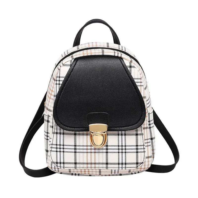 realaiot Classic Colorblock Mini Backpack, Cute Faux Leather Backpack, Women's Daily Backpack For Hanging Out & Work (8.26*6.3*2.36)inch