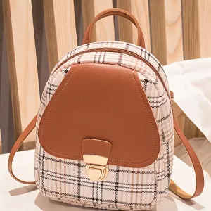 realaiot Classic Colorblock Mini Backpack, Cute Faux Leather Backpack, Women's Daily Backpack For Hanging Out & Work (8.26*6.3*2.36)inch