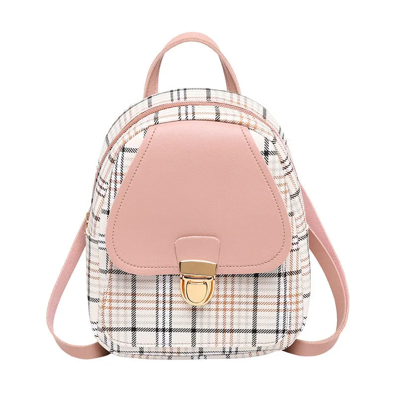 realaiot Classic Colorblock Mini Backpack, Cute Faux Leather Backpack, Women's Daily Backpack For Hanging Out & Work (8.26*6.3*2.36)inch