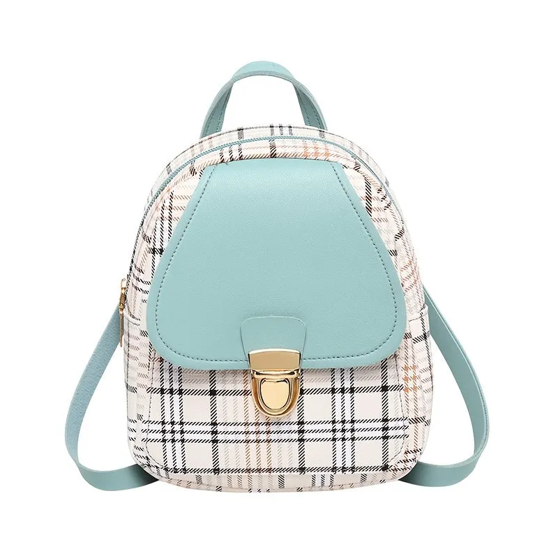 realaiot Classic Colorblock Mini Backpack, Cute Faux Leather Backpack, Women's Daily Backpack For Hanging Out & Work (8.26*6.3*2.36)inch
