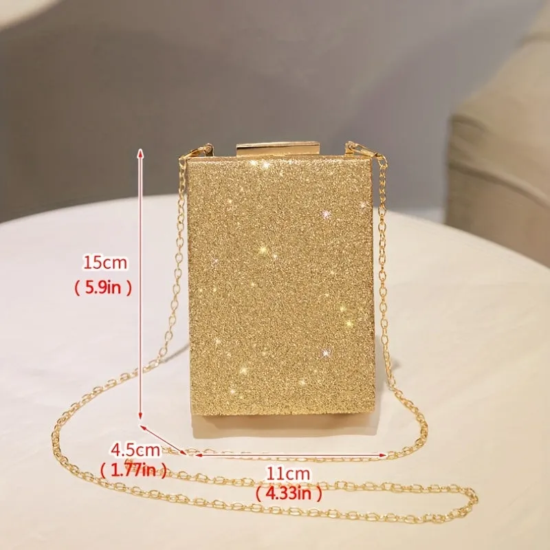 realaiot  Mini Sequined Evening Bag, Fashion Wedding Bag, Women's Glitter Clutch Purse For Prom Party (5.9*4.33*1.77) Inch