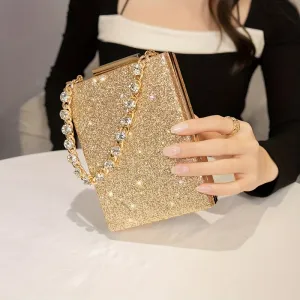 realaiot  Mini Sequined Evening Bag, Fashion Wedding Bag, Women's Glitter Clutch Purse For Prom Party (5.9*4.33*1.77) Inch