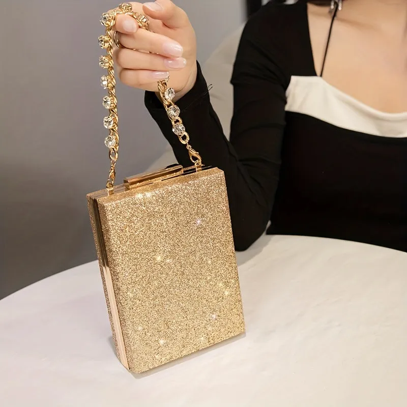 realaiot  Mini Sequined Evening Bag, Fashion Wedding Bag, Women's Glitter Clutch Purse For Prom Party (5.9*4.33*1.77) Inch
