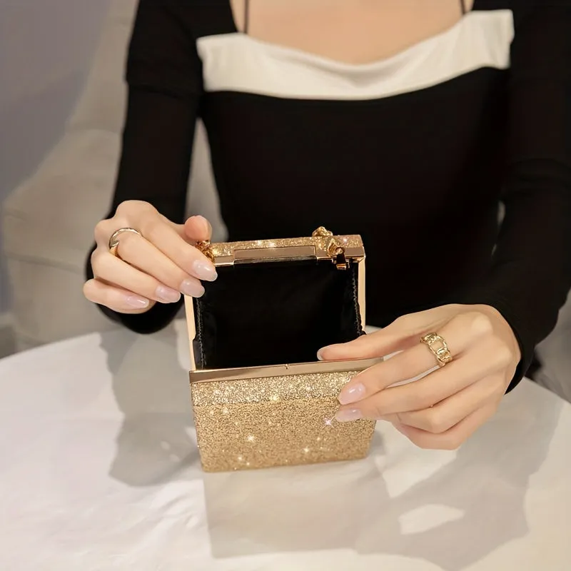 realaiot  Mini Sequined Evening Bag, Fashion Wedding Bag, Women's Glitter Clutch Purse For Prom Party (5.9*4.33*1.77) Inch