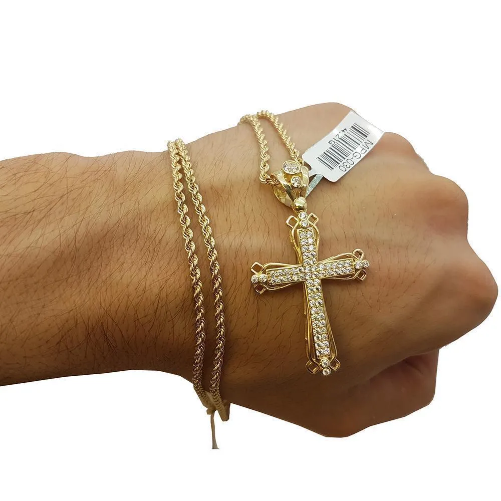 Rope Chain 2.5MM 10K With Cross OR 10K MNG-131