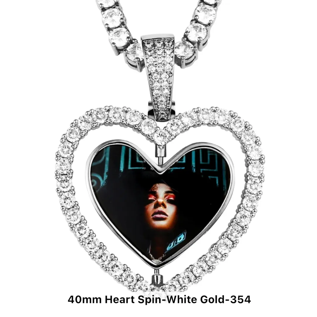 ROTATING HEART MOISSANITE PICTURE PENDANT