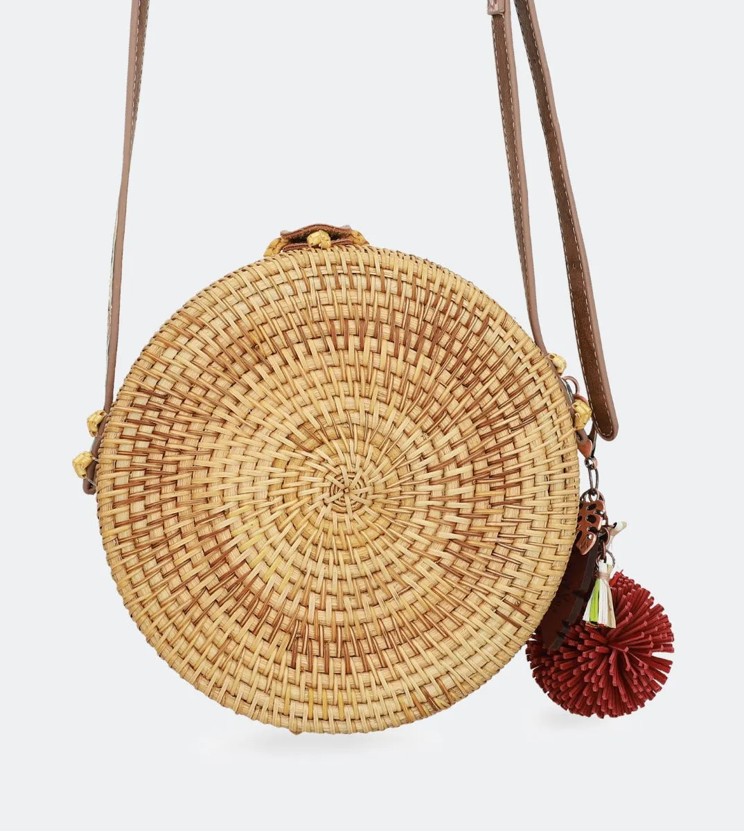 Round raffia handbag