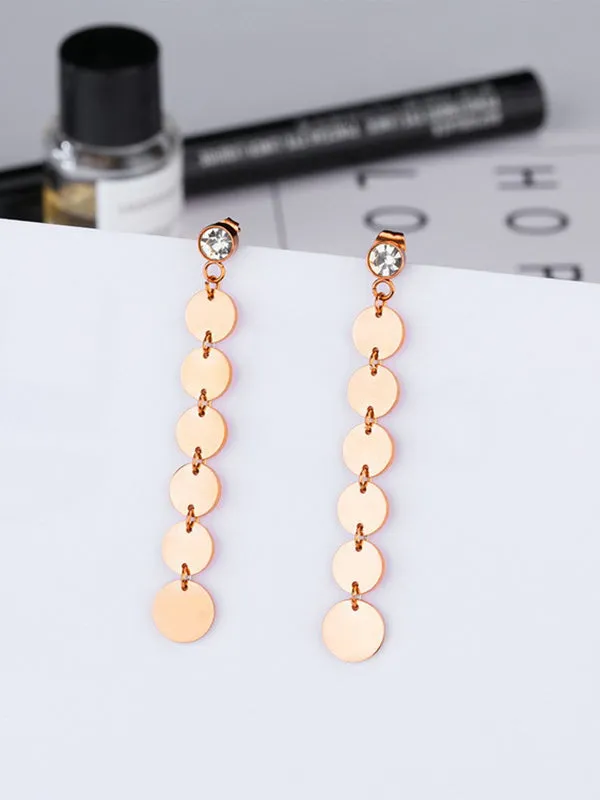 Round Sequined Tassel Long Earrings