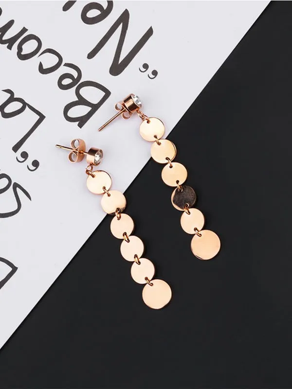 Round Sequined Tassel Long Earrings