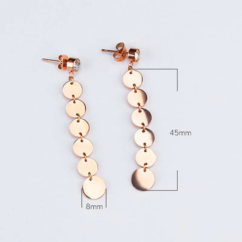 Round Sequined Tassel Long Earrings