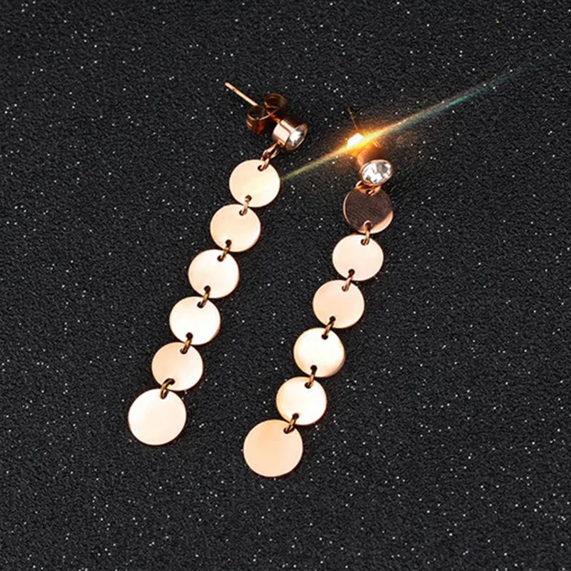 Round Sequined Tassel Long Earrings