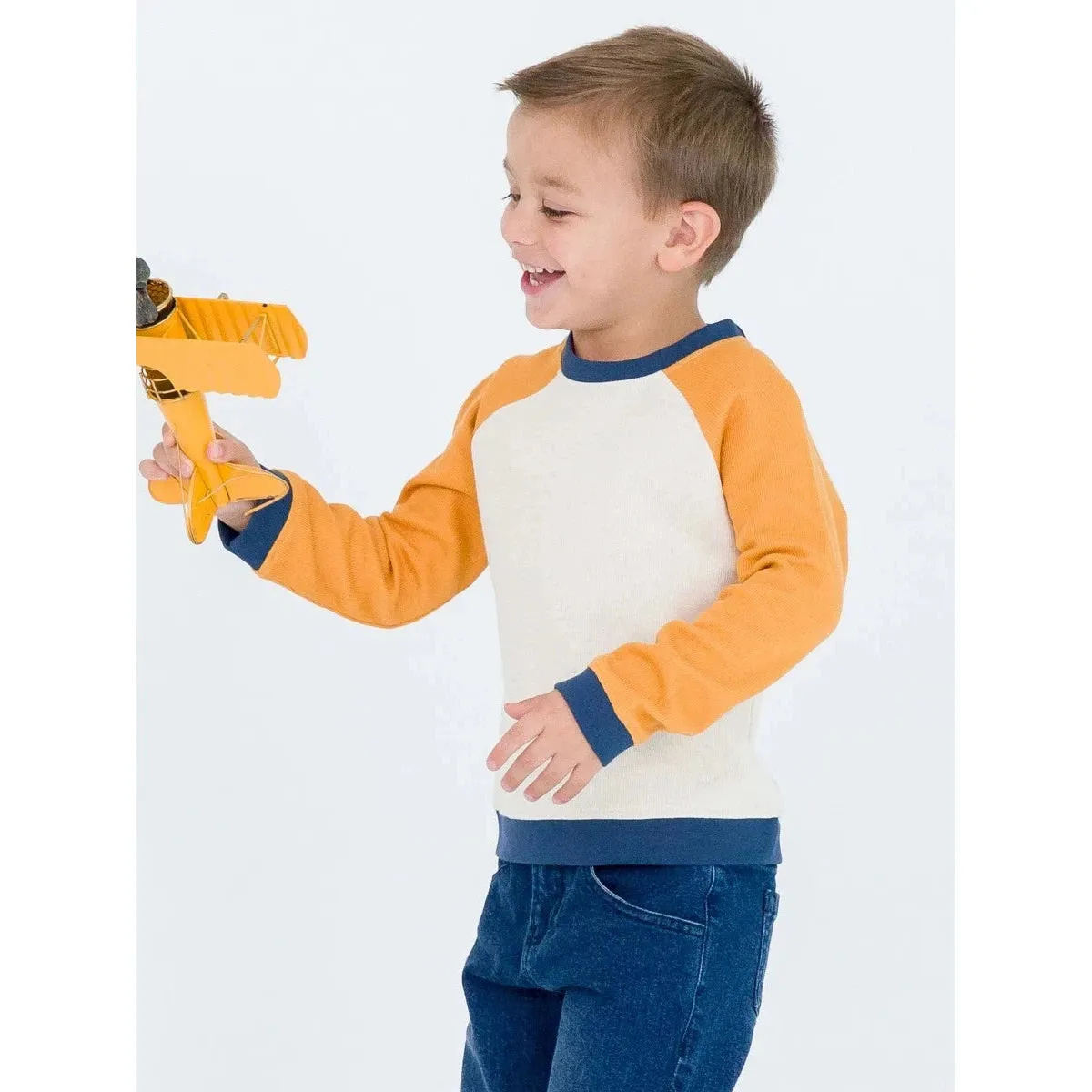 RuggedButts Heather Oatmeal Color Block Knit Raglan Sweatshirt