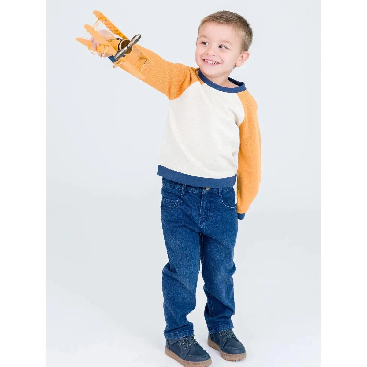 RuggedButts Heather Oatmeal Color Block Knit Raglan Sweatshirt